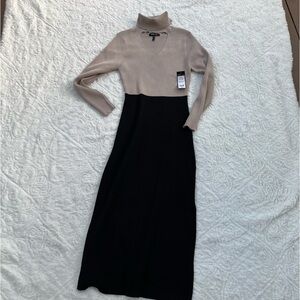 Ribbed knit dress size XL in black and tan
